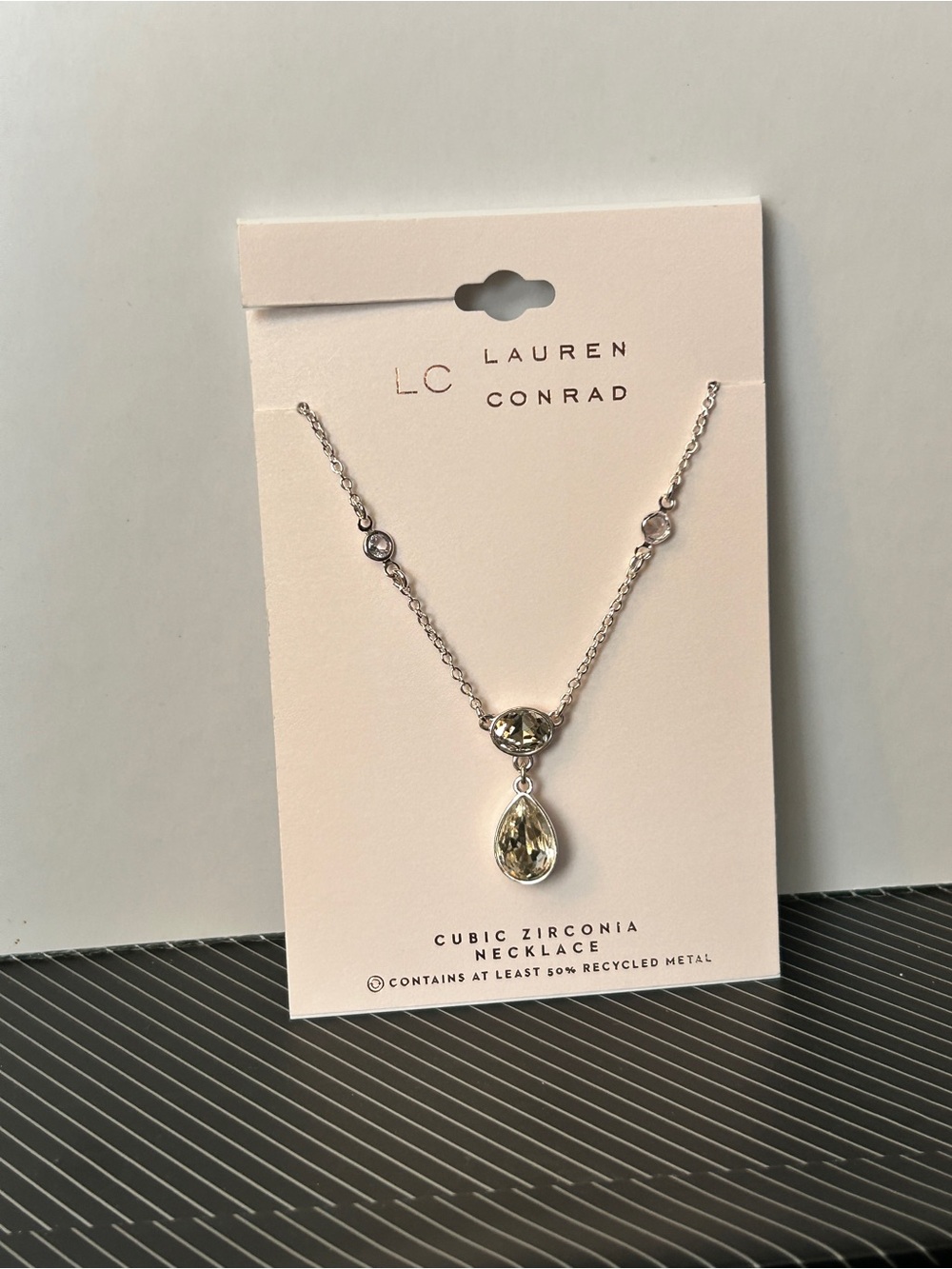Kohl's LC Lauren Conrad Silver Necklace with Cubic Zirconia Teardrop